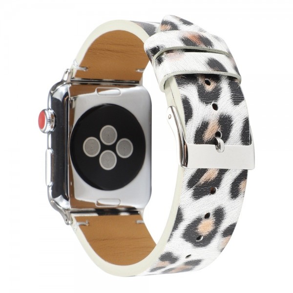 Řemínek pro apple watch 42/44, leopard bílý