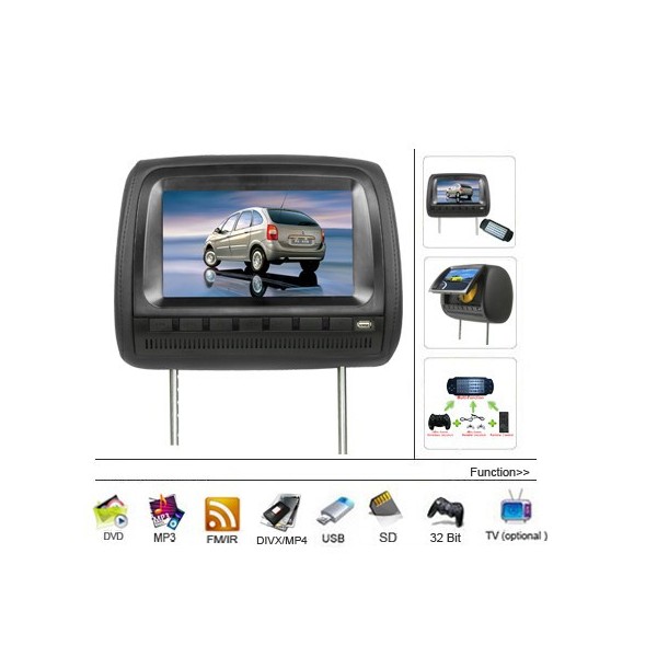 Opěrka hlavy - 9" LCD, DVD, DVB-T, Zip kryt, 640 x 234, BÉŽOVÁ