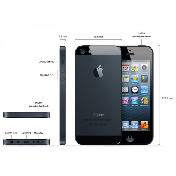 ZÁNOVNÍ iPhone 5s šedý 32GB, iOS7, LTE, STAV: A++